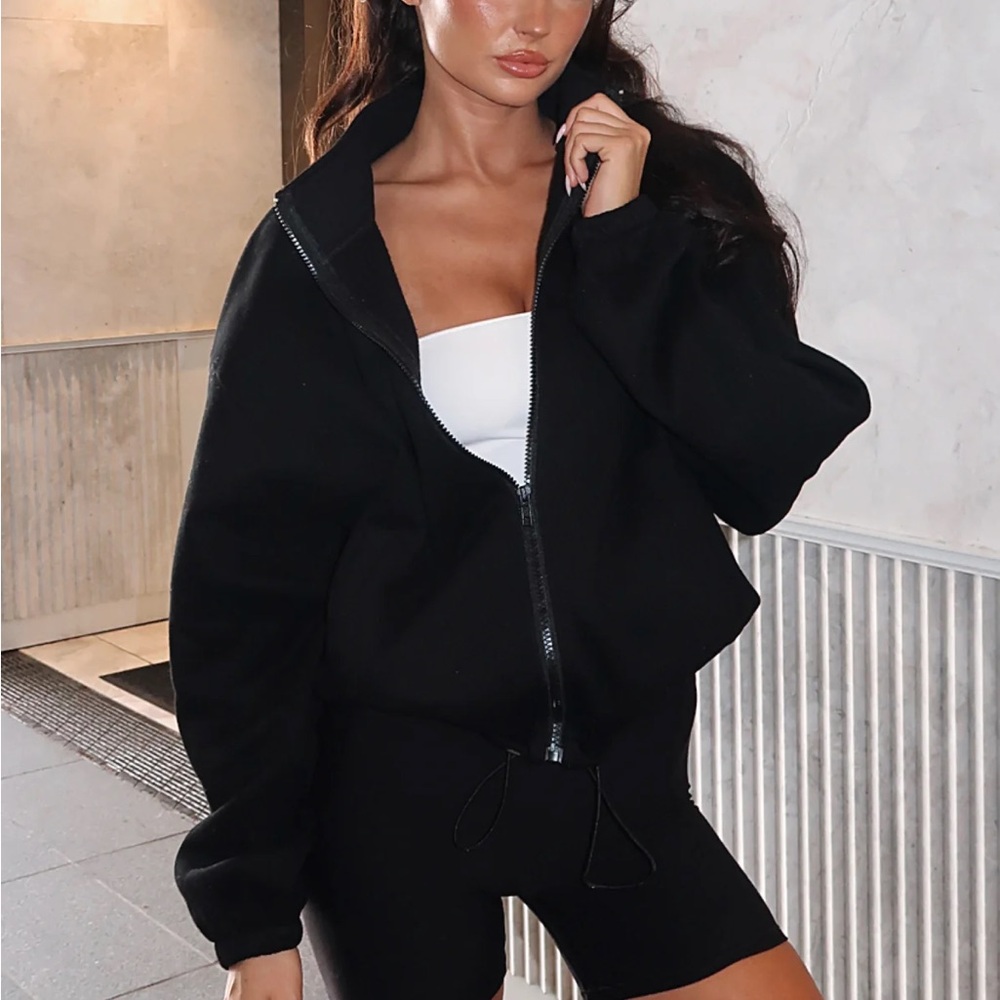 white fox boutique zip front sweater
